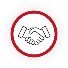 shaking hands icon red border round