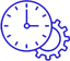 time and gear icon blue